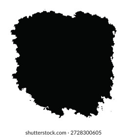 Una Grande mancha de pintura negra domina el centro de un fondo blanco, creando un contraste visual llamativo. El borde áspero y texturizado del frotis agrega una sensación de movimiento dinámico y energía a la Imagen. La forma atrevida y oscura evoca una variedad de emociones e inspira creatividad e imaginación.