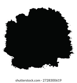 Una Grande mancha de pintura negra domina el centro de un fondo blanco, creando un contraste visual sorprendente. La mancha tiene un borde áspero y texturizado y un interior liso y oscuro. La Imagen es un ejemplo simple pero poderoso de arte abstracto, invitando al espectador a Explore la relación entre el color, la textura y la composición.