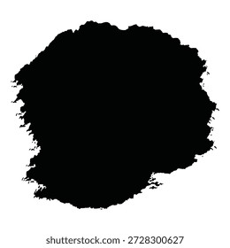 Una Grande mancha de pintura negra domina el centro de un fondo blanco limpio, creando un contraste visual sorprendente. La mancha tiene un borde áspero y desigual y una superficie texturizada, dándole un aspecto dinámico y expresivo. La Imagen es simple pero audaz, por lo que es adecuado para su uso en una variedad de proyectos creativos.