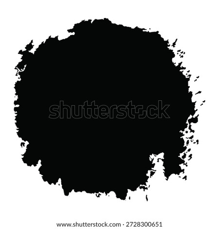 A large black paint smudge dominates the center of a white background, creating a striking visual contrast. The smudge has a rough, textured edge and a smooth, dark interior. The image is abstract and expressive, inviting the viewer to explore its emotional and artistic qualities.