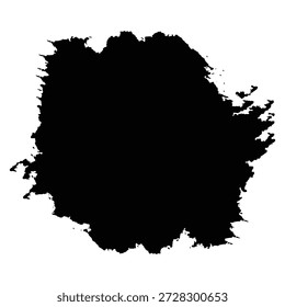 A large black paint smudge on a white background, creating a bold and dynamic visual element. The smudge has a rough, textured edge and a smooth, solid center. The contrast between the black paint and the white background creates a striking visual impact, making this image perfect for use in artistic or design contexts.
