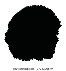 Uma grande mancha de tinta preta sobre um fundo branco, criando um efeito visual arrojado e impressionante. A mancha tem uma borda áspera e irregular e um centro suave e escuro. O contraste entre a tinta preta e o fundo branco cria um impacto visual dramático e intenso.