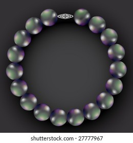Large black pearls choker necklace with white gold clasp.