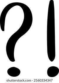 Large black question mark and exclamation mark are standing out against a white background, representing opposite concepts of doubt and certainty