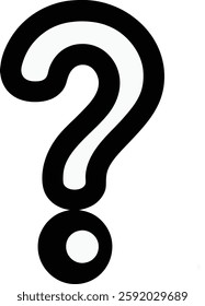 Large Black Question Mark on White Background - Universally Recognized Symbol of Uncertainty and Inquiry - Ideal for Educational Content, Information-Seeking Illustrations, and Ambiguity Contexts