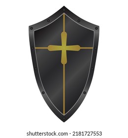 Gran escudo negro con oro. Vector