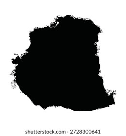 Una Grande mancha negra domina un fondo blanco liso en esta Imagen abstracta. La mancha tiene bordes ásperos y desiguales y una apariencia texturizada, dándole una sensación dinámica y expresiva. El contraste entre la marca negra y el espacio blanco limpio crea un efecto visualmente llamativo.