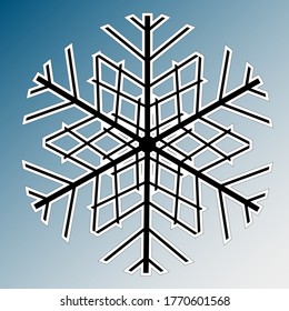gran copo de nieve negro con un contorno blanco sobre un fondo claro