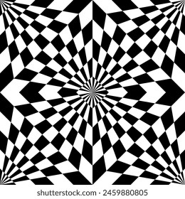 Large black and white checkerboard pattern Visual illusion vector