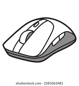 large black and white computer mouse vector image facing left