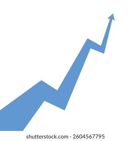 Large Blue Arrow Moving Upward Steadily, Symbolizing Optimism for Profit and Consistent Progress