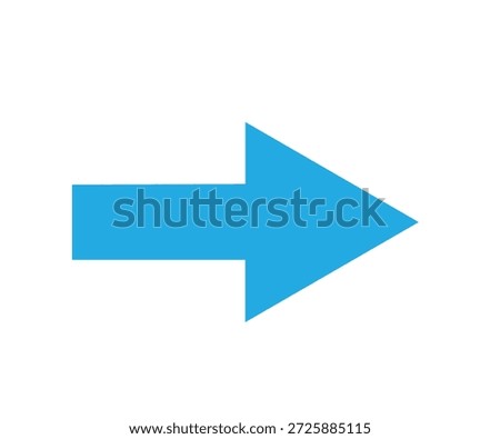 A large blue arrow pointing to the right on a white background