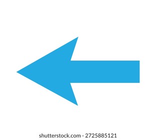 Uma grande seta azul aponta para a esquerda em um plano de fundo branco