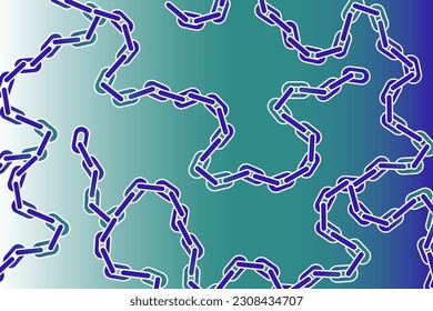 Una gran cadena azul con fuertes eslabones que crean una fuerte conexión en un fondo verde pastel