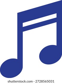 Grande símbolo musical azul de octava nota para música y diseño de sonido aislado sobre fondo transparente