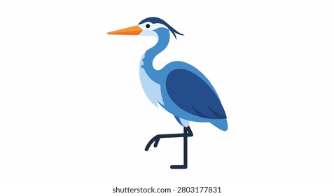 Large blue heron standing on one leg
