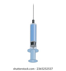 Large blue syringe icon, simple vector illustration design. Medical carttoon symbol to use in websites, lectures, presentations, etc