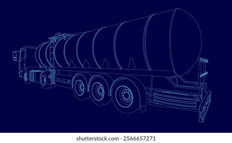 Large blue tanker truck with the word "tanker" written on the side. The truck is a type of vehicle used for transporting liquids or gases, such as oil or natural gas