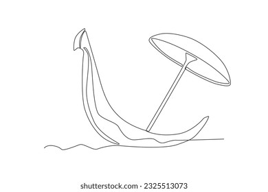 A large boat and umbrella. Onam one-line drawing