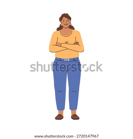 Large bodied person, isolated inclusive female character with overweight or obese. Vector plus size individual. Woman with larger forms. Fat positive personage. Body and figure diverse community