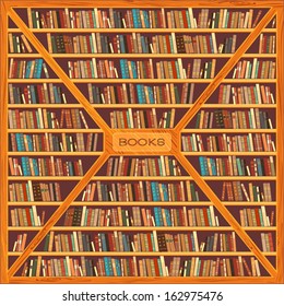 Large bookcase with different books