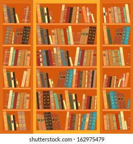 Large bookcase with different books