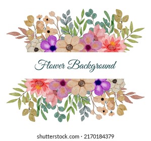 Large Botanical set of wild flowers. Set of Separate parts and bring together to beautiful bouquet of flowers in water colors style on white background, flat vector illustration