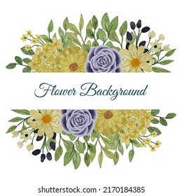Large Botanical set of wild flowers. Set of Separate parts and bring together to beautiful bouquet of flowers in water colors style on white background, flat vector illustration