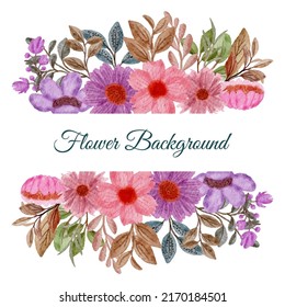 Large Botanical set of wild flowers. Set of Separate parts and bring together to beautiful bouquet of flowers in water colors style on white background, flat vector illustration