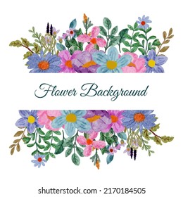 Large Botanical set of wild flowers. Set of Separate parts and bring together to beautiful bouquet of flowers in water colors style on white background, flat vector illustration