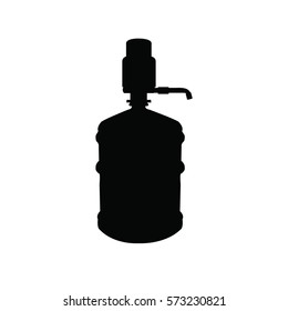 A large bottle, 20 liters, of clean drinking water with a manual water pump on white.

