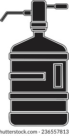 Large bottle for clean water with a hand pump icon in black colour.