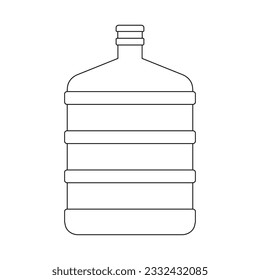 Una botella grande de agua limpia con un tapón sobre un fondo blanco. Imagen vectorial.