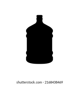 Botella grande con agua, icono aislado en el fondo blanco. Burla de vectores. Vista frontal. Símbolo negro sólido, signo para: infografía, logotipo, móvil, aplicación, banner, diseño web, dev, ui, ux, gui. EPS 10