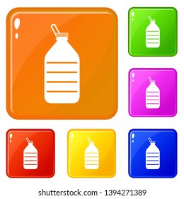 Large bottle of water icons set collection vector 6 color isolated on white background