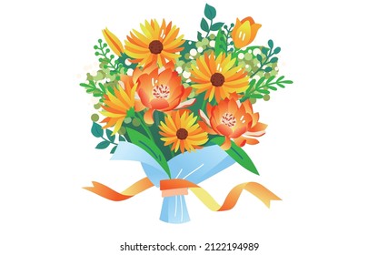 A large bouquet of flowers, flowers for girls on girls' day, vector illustration