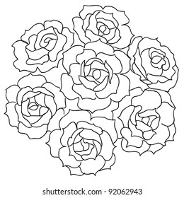 Large bouquet of roses. vector