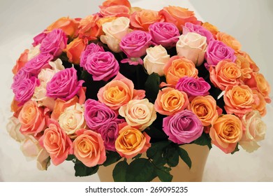 a large bouquet of roses vector illustration
