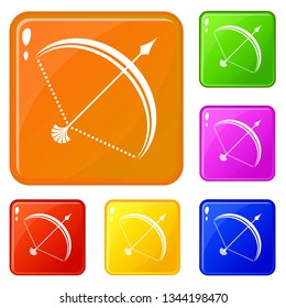 Large bow icons set collection vector 6 color isolated on white background