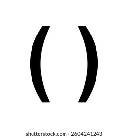 A large brackets symbol in the center. Isolated black symbol. Vector illustration on white background