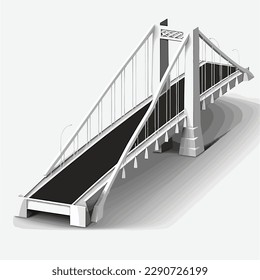 Large bridge vector isolated illustration