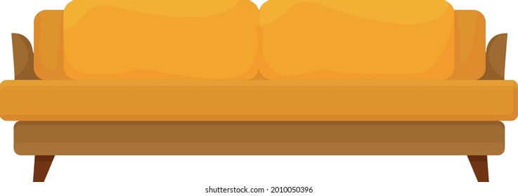 A large bright yellow sofa. Sofa upholstered furniture vector illustration isolated on a white background