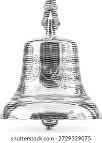 Grande ilustración de campana de bronce en estilo de diseño tradicional monótono de medio tono