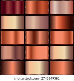 Large Bronze Metallic Gradient Set – Realistic Copper and Warm Brown Metal Background Collection for Elegant Design.