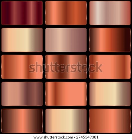 Large Bronze Metallic Gradient Set – Realistic Copper and Warm Brown Metal Background Collection for Elegant Design.