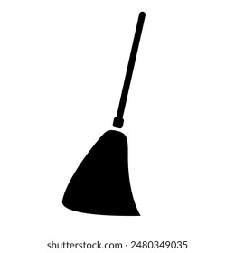 A large broom symbol in the center. Isolated black symbol