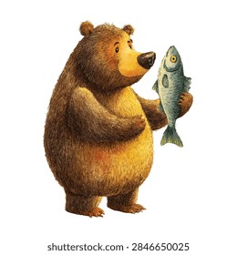 Large brown bear with fish