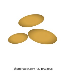 Large, brown potatoes, three pieces.