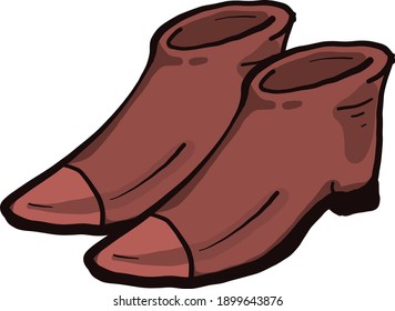 Grandes zapatos marrones, ilustración, vector sobre un fondo blanco.