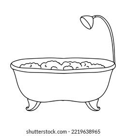 Large bubble bath. Bathroom plumbing. Vector graphics on a white background.